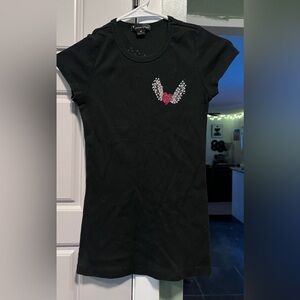 Forever 21 Black Top with Pink and White Embroidery
